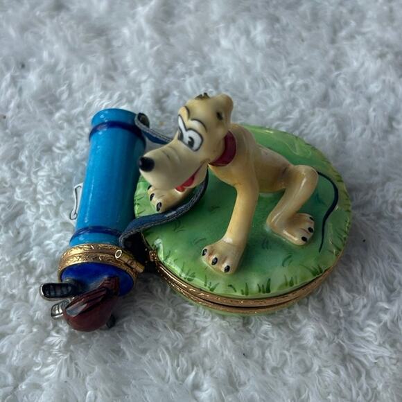 Rare Limited Edition Disney Pluto Golf Caddy Limoges Box - Picture 1 of 7